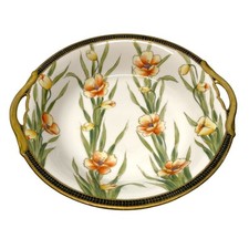 Handpainted Nippon Bowl Floral Double Handle 8 Inches picture