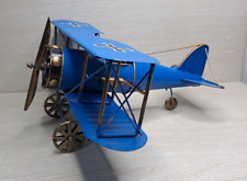Vintage Biplane Airplane Aircraft Model Iron Blue Baron Handicraft Decor Retro picture