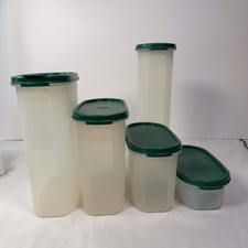 Vintage Tupperware Modular Mates Set of 5 Dark Green Lids Kitchen Storage picture