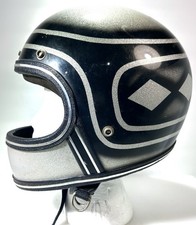 Vtg Grant RG-9 Full Face Motorcycle Helmet  Silver Metal Flake Flip Shield Read picture