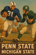 🏈 Vintage Penn State vs Michigan State Poster - 24x36” Premium Matte Paper picture