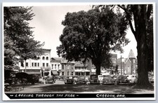 K38/ Chardon Ohio RPPC Postcard c1950s Looking Through Park Stores 508 picture