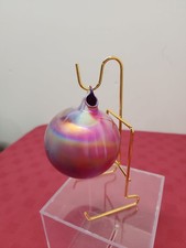 Vintage Artisan Handblown Iridescent Glass Ball Ornament 3 Inch Purples & Blues picture
