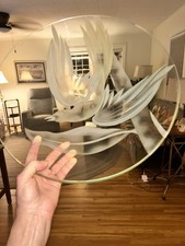 ART DECO 20” Bowl Signed FRANZ GROSZ Grozart Sand Etched Doves Leaves 1940’ picture