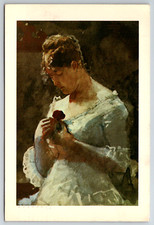 c1980s Woman with a Rose Winslow Homer Art Vintage Postcard picture