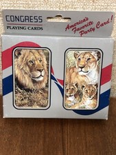 2 Decks Original vintage box Lion Lioness Congress Designer Series Playing Cards picture