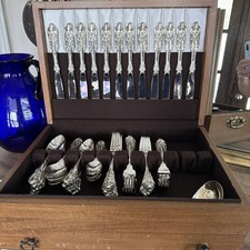 Godinger Baroque Silverplate Flatware Set - Service for 12 - 65 Pieces - MINT picture
