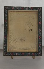 Vintage Italian Micro Mosaic Picture Frame Fox Floral Brass Miniature Italy picture