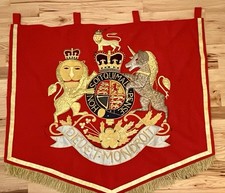 British Royal Coat of Arms Bullion Embroidered Ceremonial Banner Large 48” x 51” picture