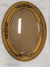 Antique Vintage Oval Victorian Frame Ornate Floral Design Convex Glass 25x19 picture