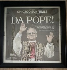 PRO FRAMED COVER Chicago Sun Times 5/9/25 DA POPE & White Sox SGA Hat 8/11/26 picture
