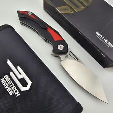 Bestech Kombou Kasta Folding Knife Black & Red G10 Handles 154CM Blade BG45C picture