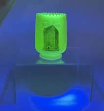Antique Uranium Toothpick Holder Masonic Temple Chicago Souvenir Vtg Custard Gls picture