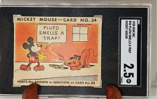 1935 MICKEY MOUSE #34 Gum Card Type II Pluto Smells A Trap SGC Graded 2.5 picture