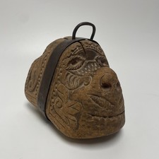 Antique South American Peruvian Hand Carved Wooden Stirrup Monkey picture