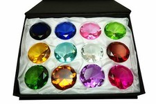 Tripact 12pc 60 mm Round Diamond Shaped Jewel Crystal Paperweight Box Set picture