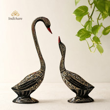 Black Brass Swan Mother Baby Figurine | Love & Grace Symbol | Elegant Home Decor picture