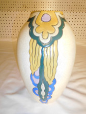Antique c. 1920 Ceramique De Bruxelles Art Deco 8-1/2 inch Crackled/Texture Vase picture