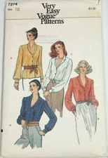 Vogue Misses’ Blouse Size 12 #7274 Cut picture