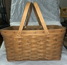 Vintage 1986 Longaberger Large Market Basket Double Swing Handles 16x11.5x9 picture