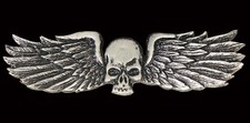 SKULL WINGS PEWTER SON OF OUT LAW NOMAD 2.25 inch BIKER  PIN picture
