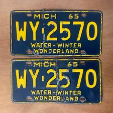 1965 Michigan License Plate Pair # WY-2570 picture