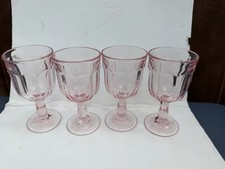 4 VTG Arlington Pink by Viking 6 3/4” Wine Glasses / Water Goblets-  Pristine picture