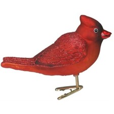 Old World Christmas BRIGHT RED CARDINAL (18139) Glass Ornament w/ OWC Box picture