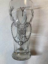 Hand Etched Beer Glass Deer Head Nordic Viking Runes Jäger German Hunting Art picture