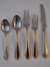WATERFORD Powerscourt Gold Stainless Flatware 5pcs Made In Korea picture