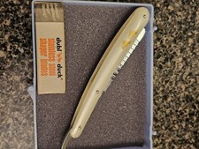 Vintage Dubl Duck Hair Shaper Razor Pearloid Gold Duck Inlay w/ Hard Case picture