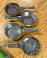 4 Tin Steel Cowboy Camping Fry Pan Vintage 6” Cold Handle #49, National, 2 Acme picture