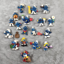 Vintage Smurf Figurines Lot Of 18 Ornament Peyo 80s Toys Cartoon picture