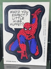 Spider-Man 1 Comic Book Heroes Sticker 1975 Topps Marvel Chewing Gum Rookie Card picture