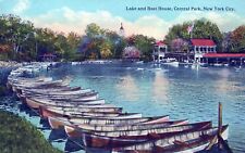 NEW YORK CITY - Central Park Lake And Boat House Postcard picture