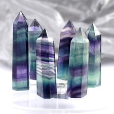 10PCS Rare Natural Rock Fluorite Quartz Crystal Stone Point Healing Wand Obelisk picture