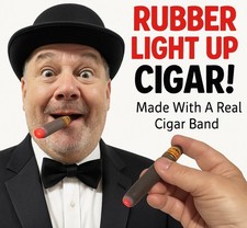 LIGHT UP RUBBER CIGAR + Real Band Fake Red Ash D Joke Prank Magic Trick LED Prop picture