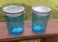 2 Ball Wide Mouth Elite Collection Mason Jars Aqua Blue Pint Pair W Lids Perfect picture