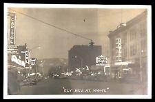 RPPC Ely Nevada at Night Casinos Hotels Street View c1950 picture
