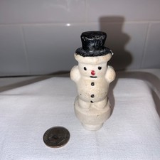 Antique Vintage Bisque Snowman Bottle Stopper Rare German? picture