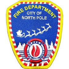 CL8-12 Santa Claus Fire Fighter City of North Pole Fire Department style iron-on picture