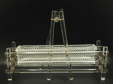 RARE Antique Cut Crystal Rod Basket Holder w Glass Planter Box Vase Centerpiece picture