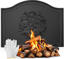 20-Inch Cast Iron Fireplace Fireback with Feet - Heat Reflector & Wall Protector picture