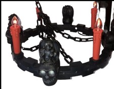 Nice Vintage Gemmy Flicker Lights Skull Gargoyle Chandelier Halloween Decoration picture