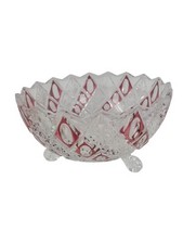 Vtg German E&R Crystal Bowl Clear And Ruby Red Footed picture