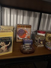Lot of 19 Vintage Collectible Metal Tins Hershey's Welch's Christmas Advertising picture