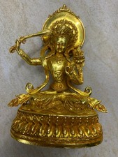 Wonderful Hand Made Tibetan Gilt Copper *Manjushri Bodhissttva* Statue picture