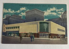 Vintage Linen Postcard ~ Overland Greyhound Bus Depot ~ Omaha, Nebraska NE picture