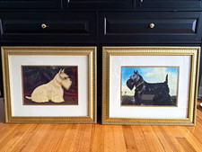 Vintage Paul Stagg Scottish Terrier Framed Art Prints Set of 2 Scottie Dogs picture