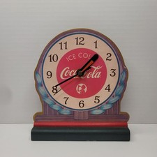Vintage 1990 Coca Cola Willitts Wood Battery Desk Clock picture
